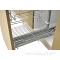 Multi-level kitchen pull-out high cabinet storage basket